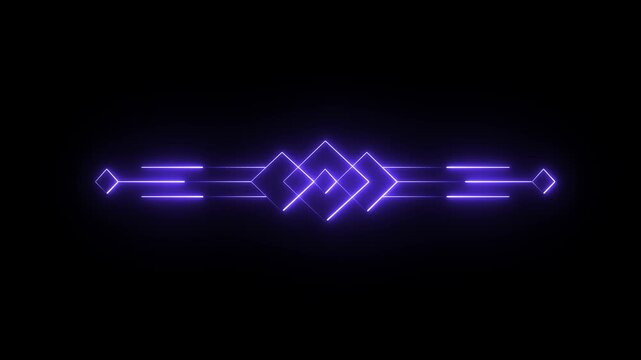 An abstract, futuristic neon glowing divider with a central play button.
