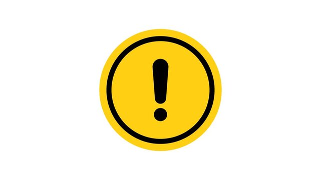 Warning sign with exclamation mark on transparent background. alert , risk , safety, danger road warning sign animation. Exclamation marks and caution warning sign. alpha channel