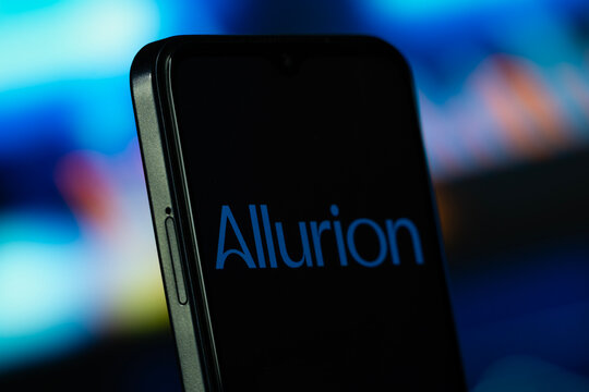 Natick, United States- 8 July 2026: Allurion logo is seen on a smartphone.