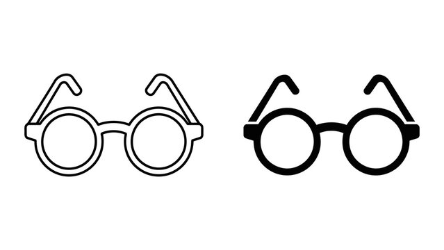 Round frame eyeglasses eyewear accessory vector icon isolated on transparent background