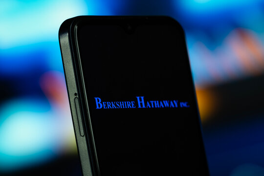 Omaha, United States- 7 July 2026: Berkshire Hathaway Inc. logo is seen on a smartphone.