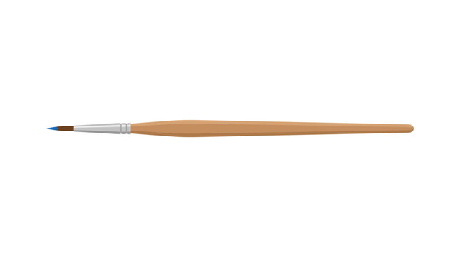 Classic Wooden Paint Brush with Blue Tip Vector Illustration for Artist Painting Projects