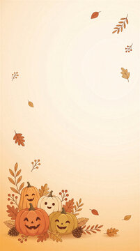 Halloween 2026 cute smiling pumpkin autumn vertical background