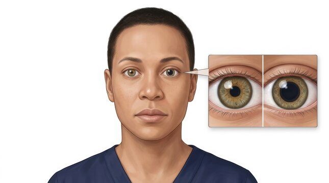 Close-up of a person's eyes showing pupil dilation and constriction comparison