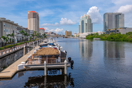 High rise buildings and a waterway Tampa Florida.