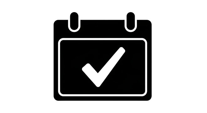 Calendar icon with check mark symbol for schedule management and task completion design.