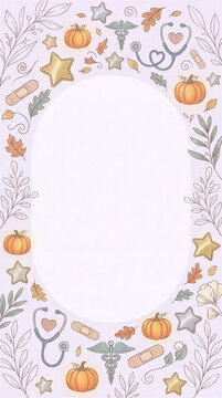 Halloween 2026 pediatric medicine stethoscope bandage autumn frame