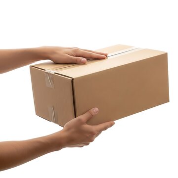 Hands opening a large cardboard box with visible flaps