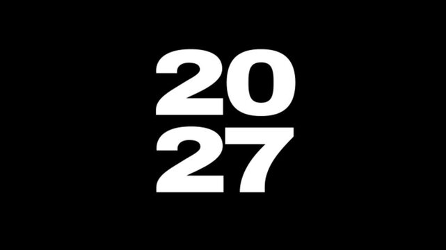 2000 to 2027 Happy New Year counter animation, 2027 Rolling numbers on black background for New Year celebration, new year countdown, happy new year loading, 2027 transition motion graphics