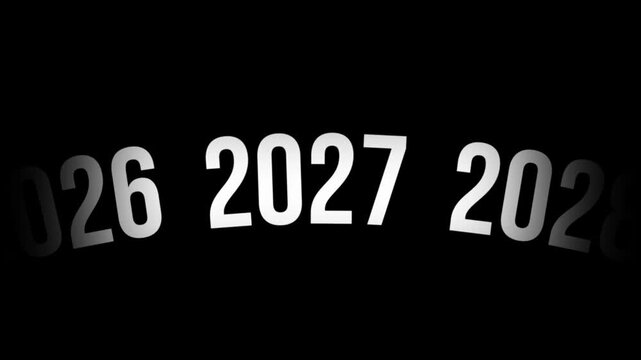 2000 to 2027 Happy New Year counter animation, 2027 Rolling numbers on black background for New Year celebration, new year countdown, happy new year loading, 2027 transition motion graphics