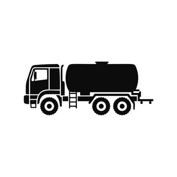 Tanker truck silhouette for fuel or water transport isolated on white background illustration