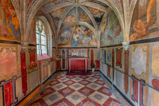 Villesavin chapel frescoes, Loire valley, France
