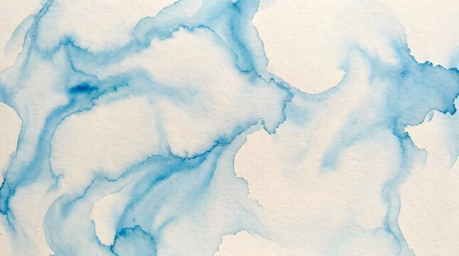 Abstract blue watercolor background with soft fluid ink wash texture isolated on white background