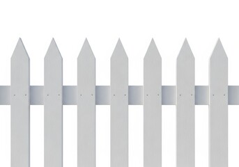 Obraz premium Classic White Picket Fence Isolated on White Background for Home and Garden Design Concepts
