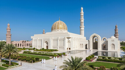 Obraz premium Sultan Qaboos Grand Mosque, Muscat, Oman: Architectural Marvel
