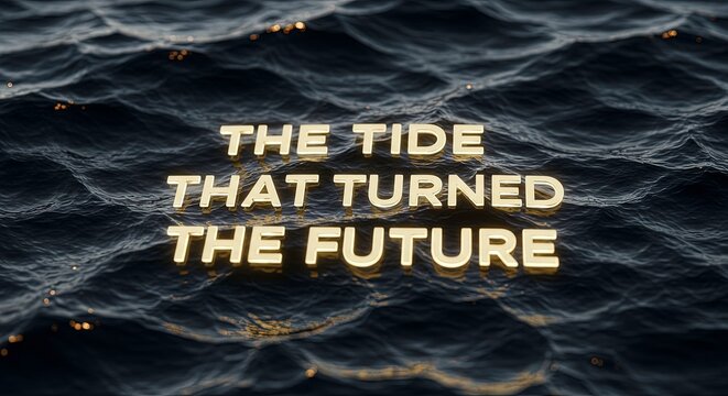 Waves with inspirational quote text.