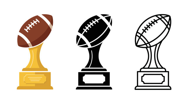 American football trophy icons set, championship winner award vector illustration