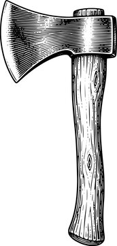 Vintage Axe Woodcut Illustration