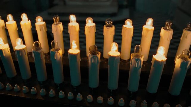 Votive candles lit in a church in Naples religious