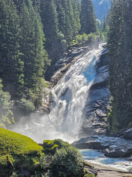 Krimmler waterfall in the alps mountains, austria