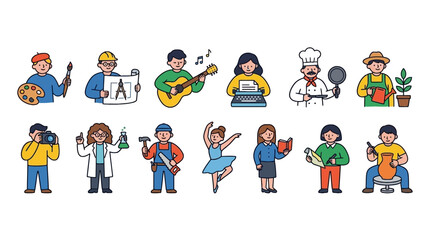 Fototapeta premium Diverse group of professionals in various career uniforms.
