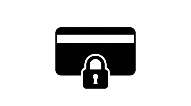 Credit card locked icon, secure payment concept, vector illustration isolated on transparent background