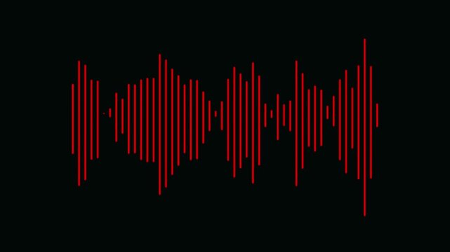 audio waveform spectrum animation. Audio waveform equalizer on black screen, Music equalizer, audio waves or sound frequency, sound wave Audio waveform with frequency animated lines.