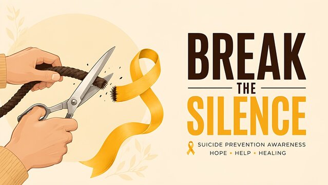 Hands Cutting Rope with Scissors for Break the Silence Suicide Prevention "world suicide prevention day" 