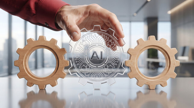 Artificial intelligence gear connecting business automation