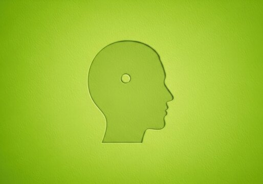 Conceptual illustration of a human head profile with a dot