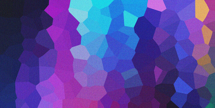 A captivating abstract pattern presenting a stunning Voronoi tessellation with vibrant polygonal shapes in blue purple and pink hues
