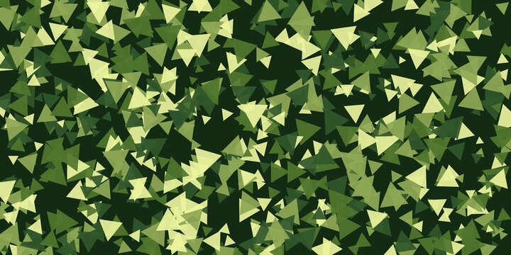 Camouflage pattern of overlapping green triangles creating a textured forest background for military or nature themes.