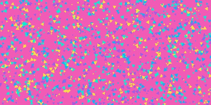 Confetti style vibrant triangle pattern with pink yellow and blue hues ideal for festive backgrounds and party designs.