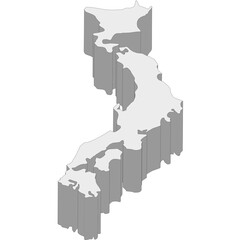 3D map dimension - continent Asia country Japan © badrpost
