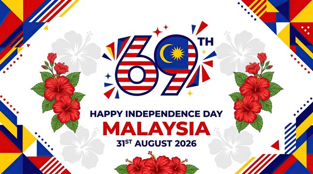 69th Happy Independence Day Malaysia 31st August 2026 banner