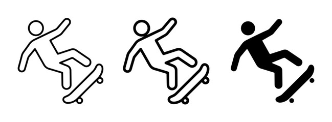 Skateboarder Icon Set, Action Silhouette Vector Graphics, Extreme Sports Symbol Collection © Atique