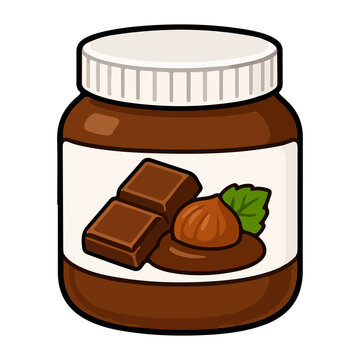 Jar of chocolate hazelnut spread vector illustration