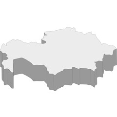 3D map dimension - continent Asia country Kazakhstan © badrpost