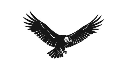 Obraz premium Majestic Eagle Silhouette in Flight, Wings Spread Wide, Black and White