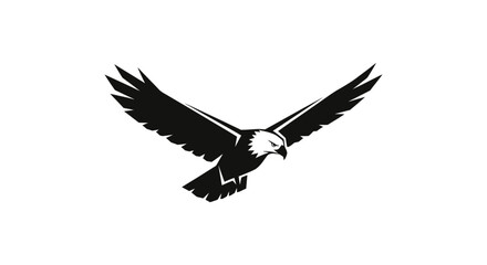 Obraz premium Majestic Hawk Silhouette Flying Isolated On White Background