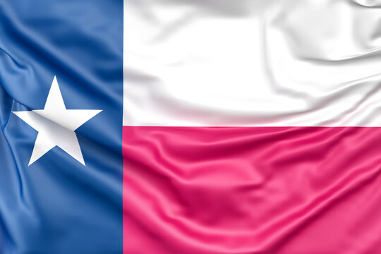 Ruffled flag of Texas, USA. 3D Rendering
