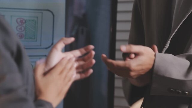Group of asian businesspeople clapping hands congratulation.