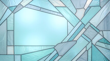 Obraz premium Arctic Aqua Abstract Stained Glass Background with Spacious Geometric Composition