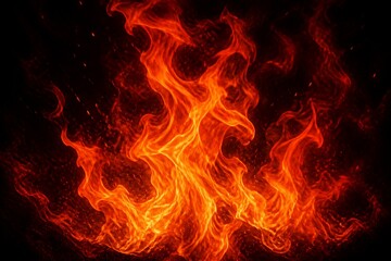 Fototapeta premium Flames roaring and twisting over dark textured background