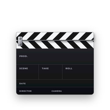 Closed movie film clapperboard isolated