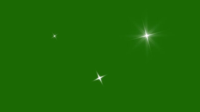 Magic sparkling glitter star, white cartoon, flat, vector, flat vector doodle sparkle, sparkling stars shine animation, twinkling stars night sky shine animation with green screen, 4K and UHD video