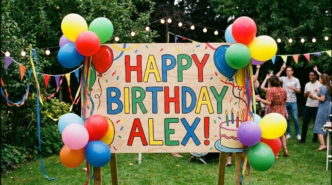 Colorful birthday celebration scene featuring balloons and festive decorations, perfect for party themes or milestone announcements, joyful atmosphere for any age group
