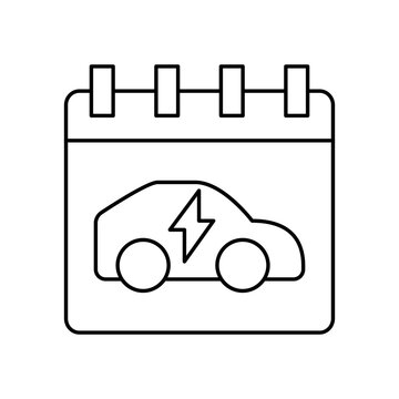Scheduled Electric Car Charging Calendar Line Icon