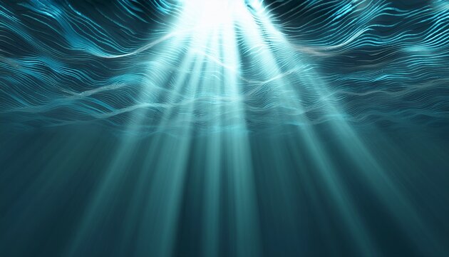 3d rendering of underwater light creates a beautiful solar curtain underwater ocean waves oscillate and flow with the rays of light