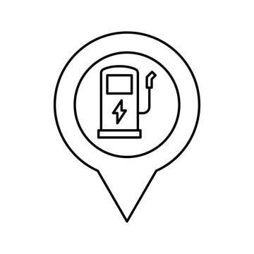 EV Charging Station Location Map Pin Line Icon